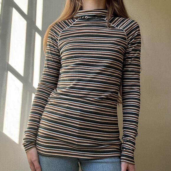 Camp Collection 1970s Style Stripe Ribbed Turtleneck XS Retro - Picture 2 of 6